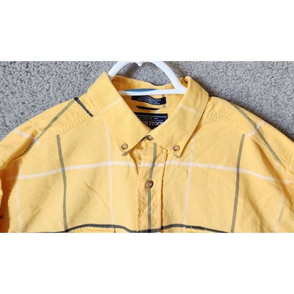 VTG Panhandle Slim Rough Stock Yellow Plaid Long Sleeve Button Down Shirt Size L - Picture 2 of 14